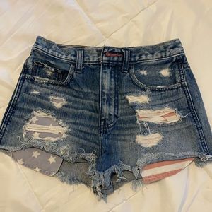 Hollister American flag jean shorts
